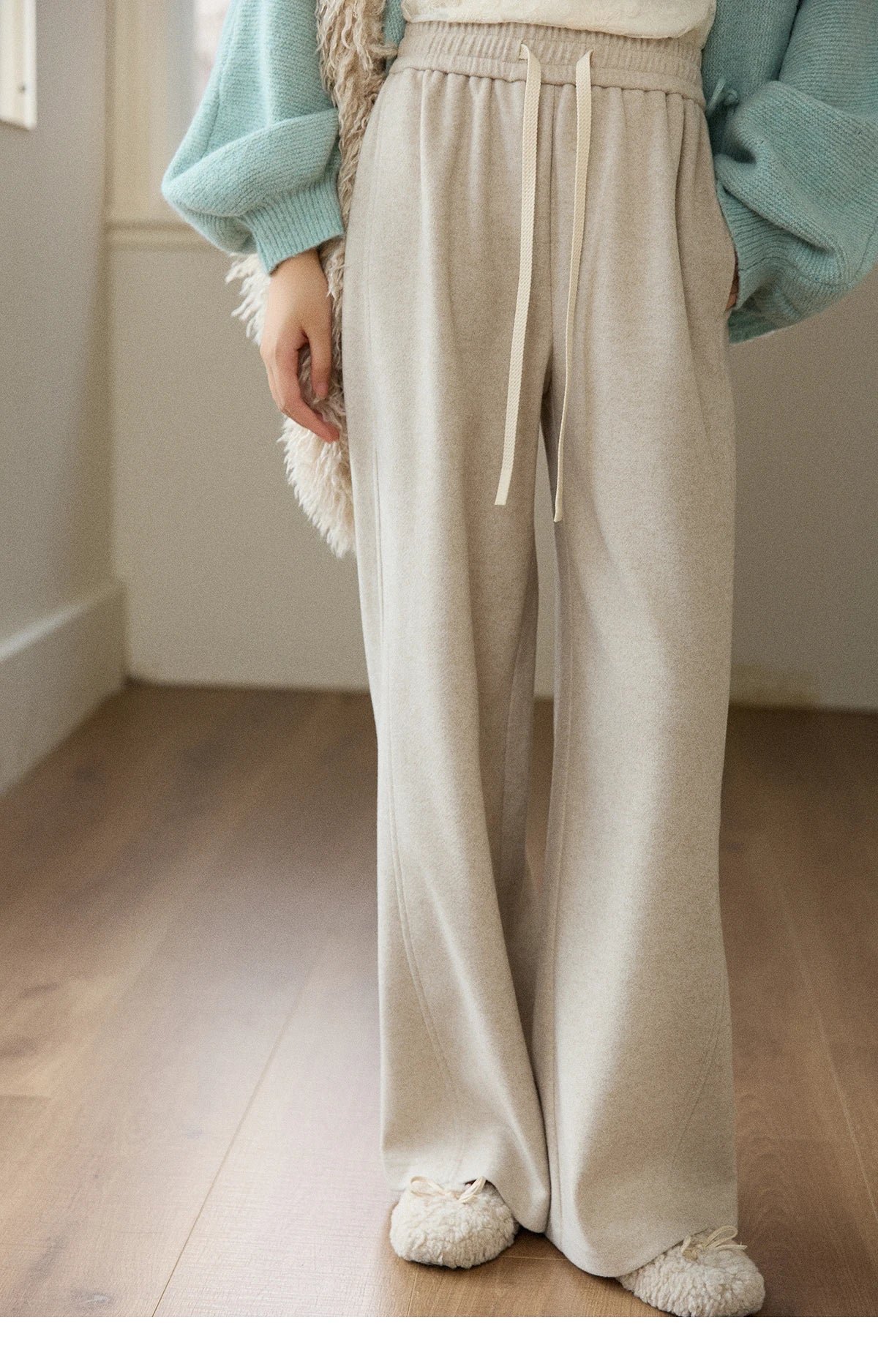 MISHOW Wide-Leg Pants High Waist Straight Lace-Up Loose MXE89K1100