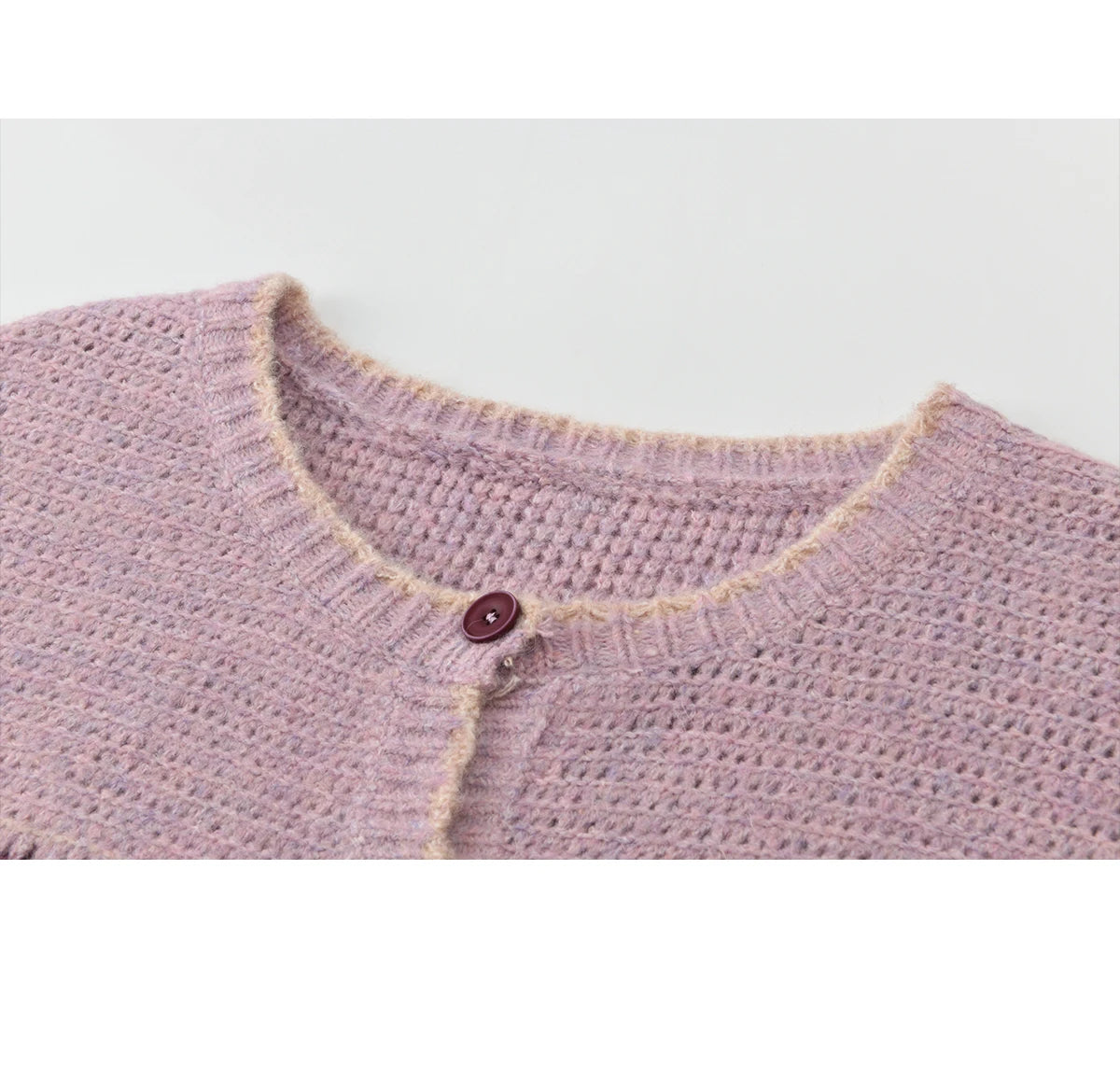 Mishow Lilac Striped Dot Crew Neck Cardigan MXF11Z2897