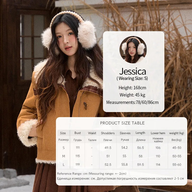 Mishow Fur One-Piece Lamb Wool Bull Horn Buckle Coat MXE91W1002