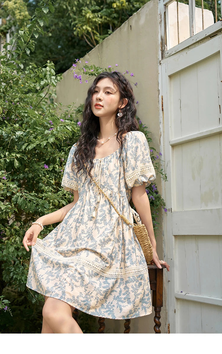 Mishow French Floral U-Neck Lace-Up Doll Dress MXD27L1898