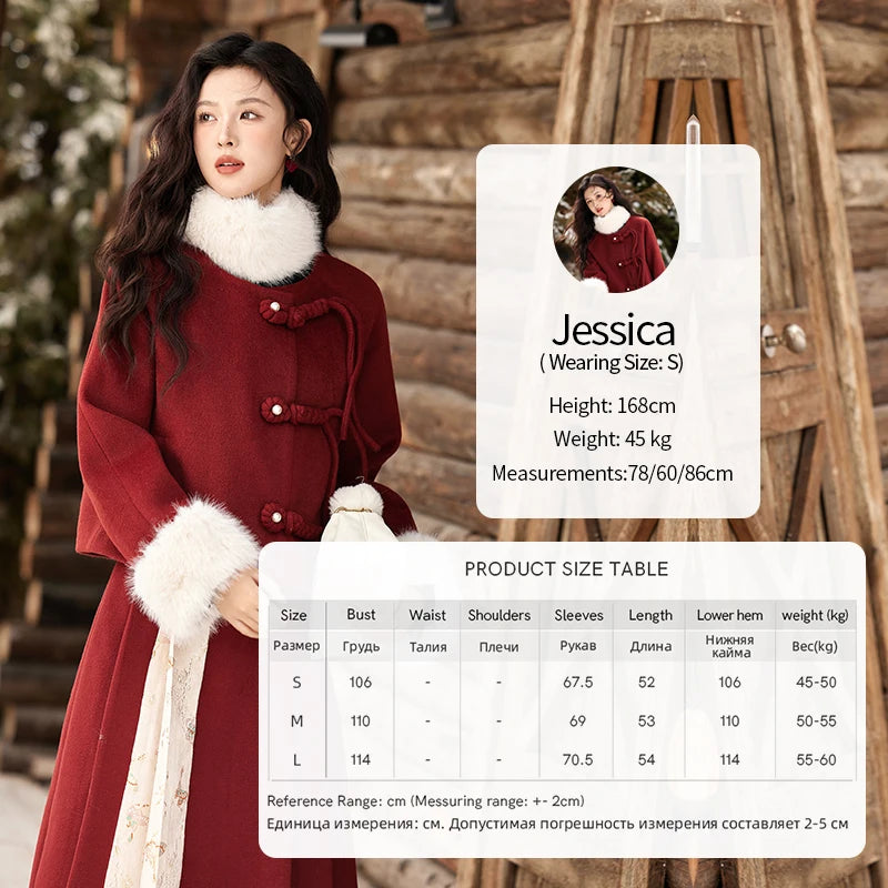 Mishow Tweed Jacket with Removable Fur Collar & Pleated Skirt Set MXD59W0609