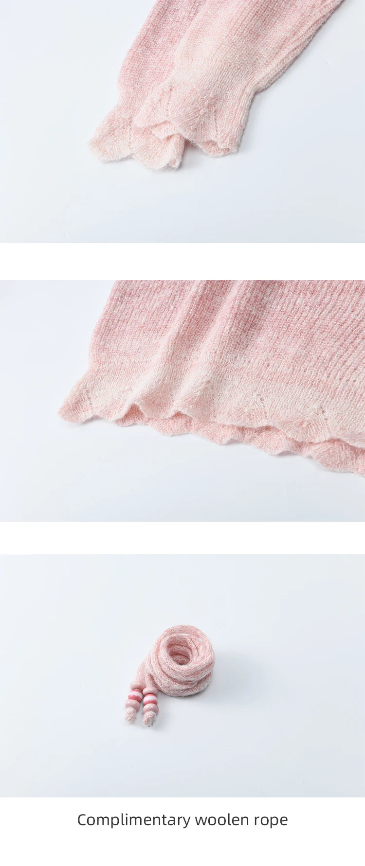 Mishow Pink Gradient Ribbed Cuff Sweater with Rope MXE43Z1334