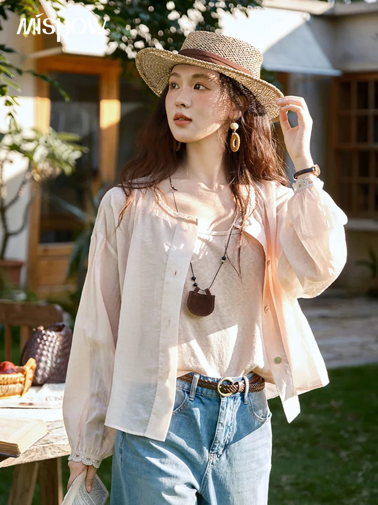 MISHOW Two Piece Shirt Set Tank Top Sunshade Button MXE39T0689