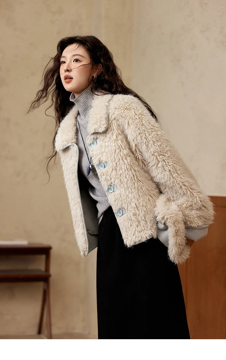 Mishow Suede Plush Lamb Wool Spliced Jacket MXD59W0753