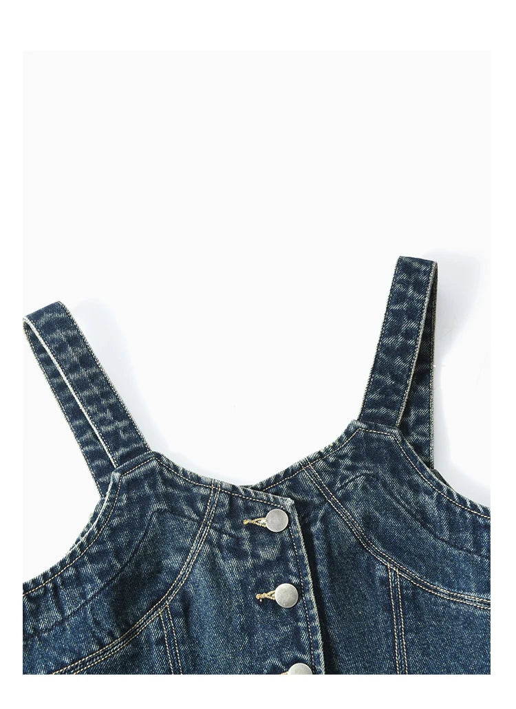 Mishow American Retro Denim Suspender Tank Top MXD12D0025