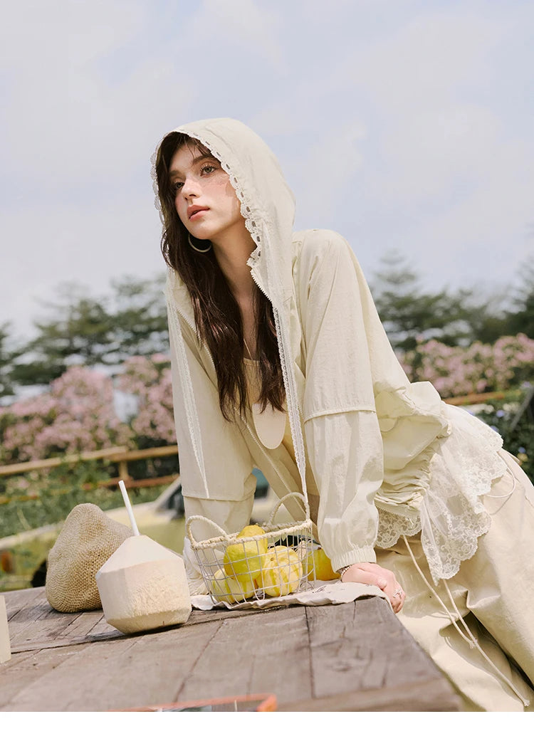 Mishow Hooded Lace Sunscreen Cardigan MXE33W0780