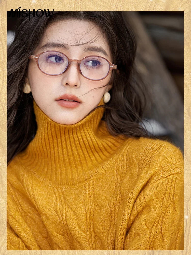Mishow Turtleneck Texture Solid Warm Pullover MXD57Z1090