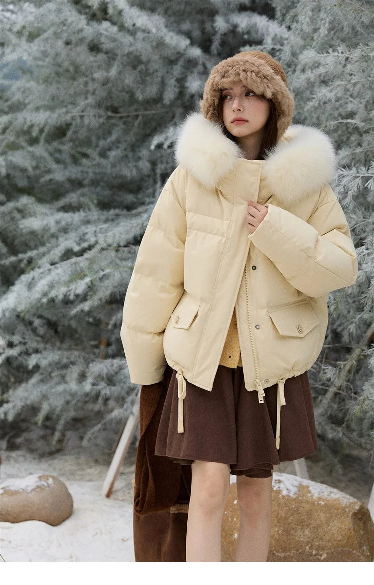 Mishow Short Detachable Fur Collar Down Jacket MXE87Y0084