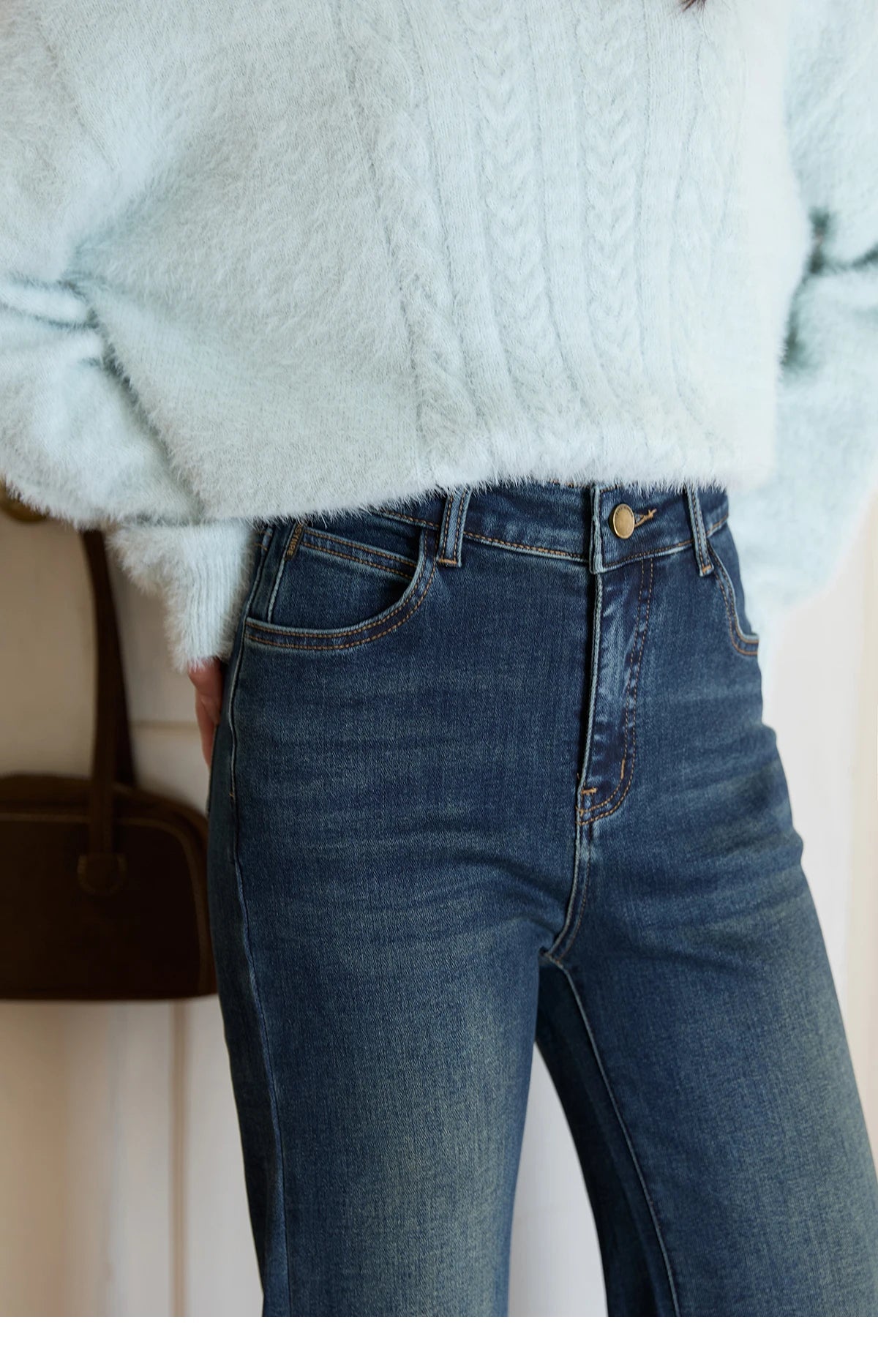 Mishow Denim Blue Flared High Waist Jeans MXE51K1092