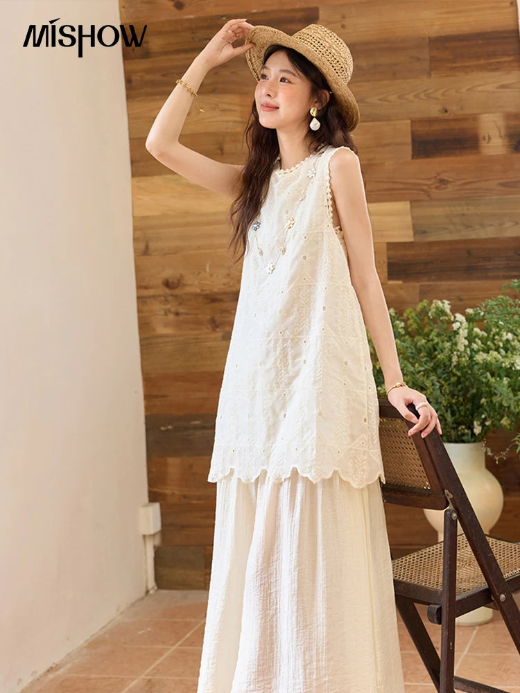 Mishow French Embroidery Fake Two-Piece Vest Dress MXE34L2311