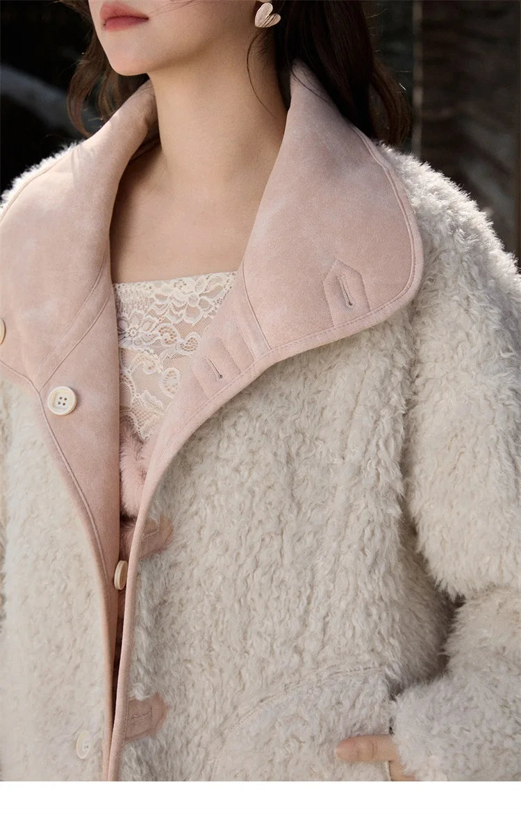 MISHOW Double Sided Lamb Wool Coat Lapel Pockets MXE91W1015