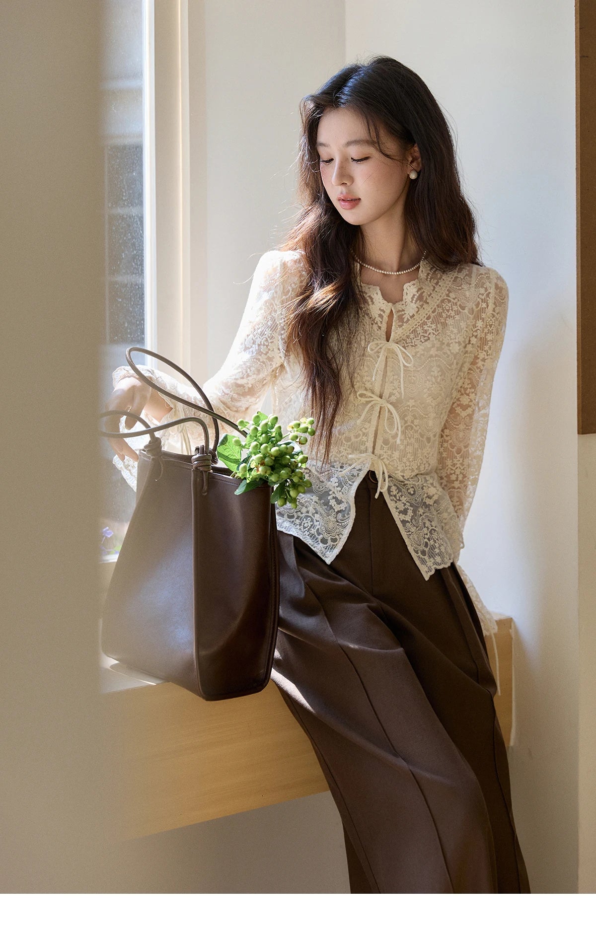Mishow Sweet Lace Top & Camisole Two-Piece Set MXF108X1001