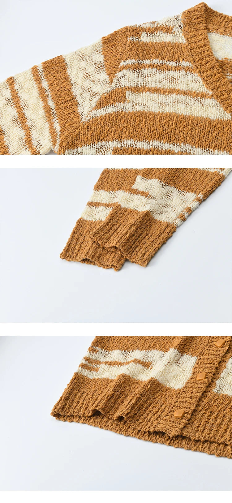 Mishow Retro Yellow Striped V-Neck Cardigan MXE44Z2516
