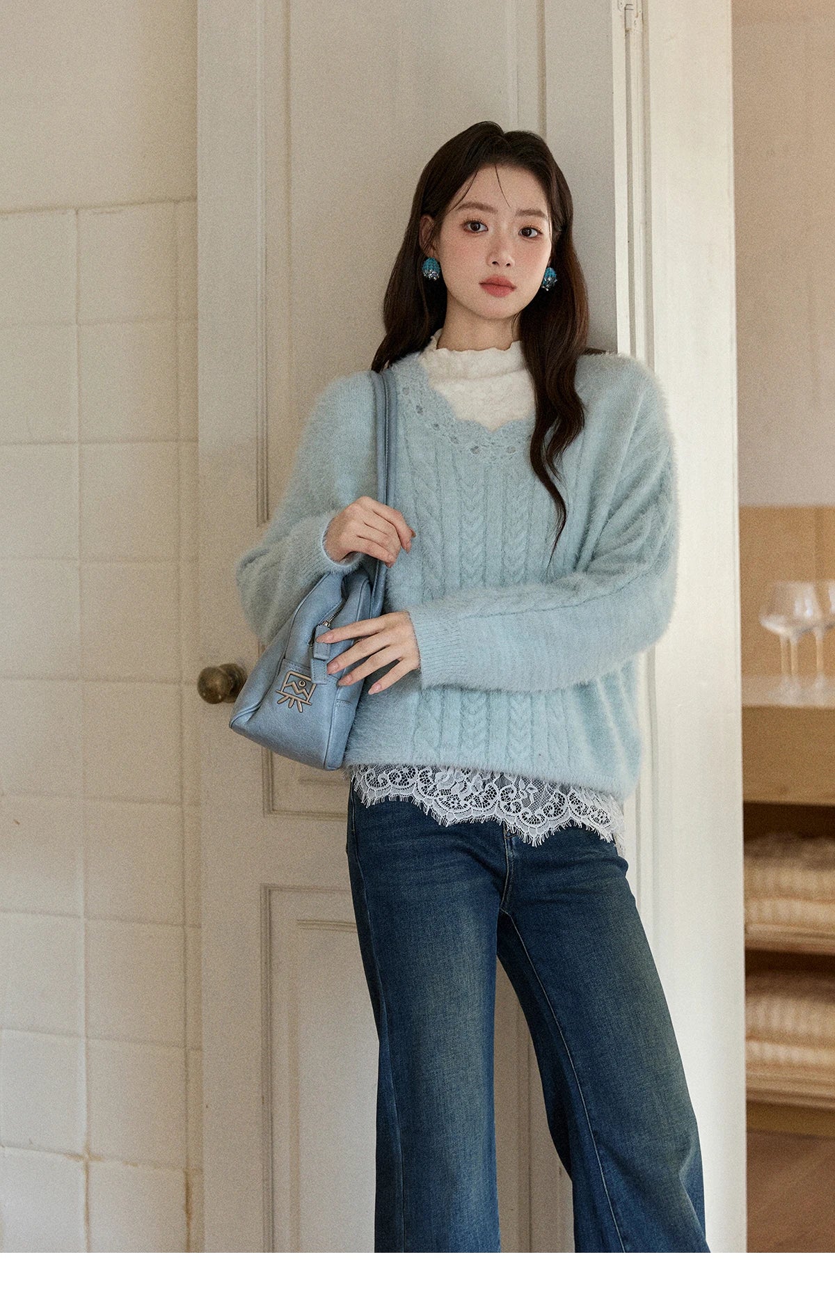 Mishow Denim Blue Flared High Waist Jeans MXE51K1092