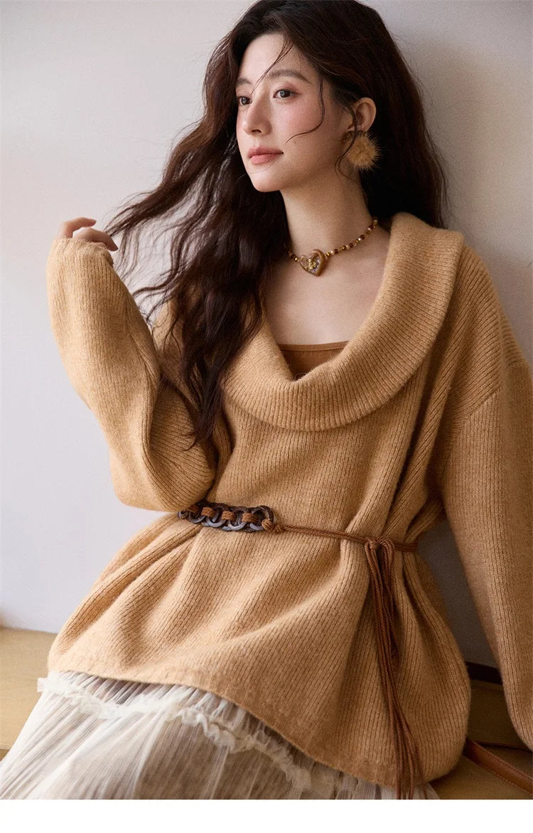 Mishow Orange French Style Sweater with Vest & Belt Set MXE86T1437