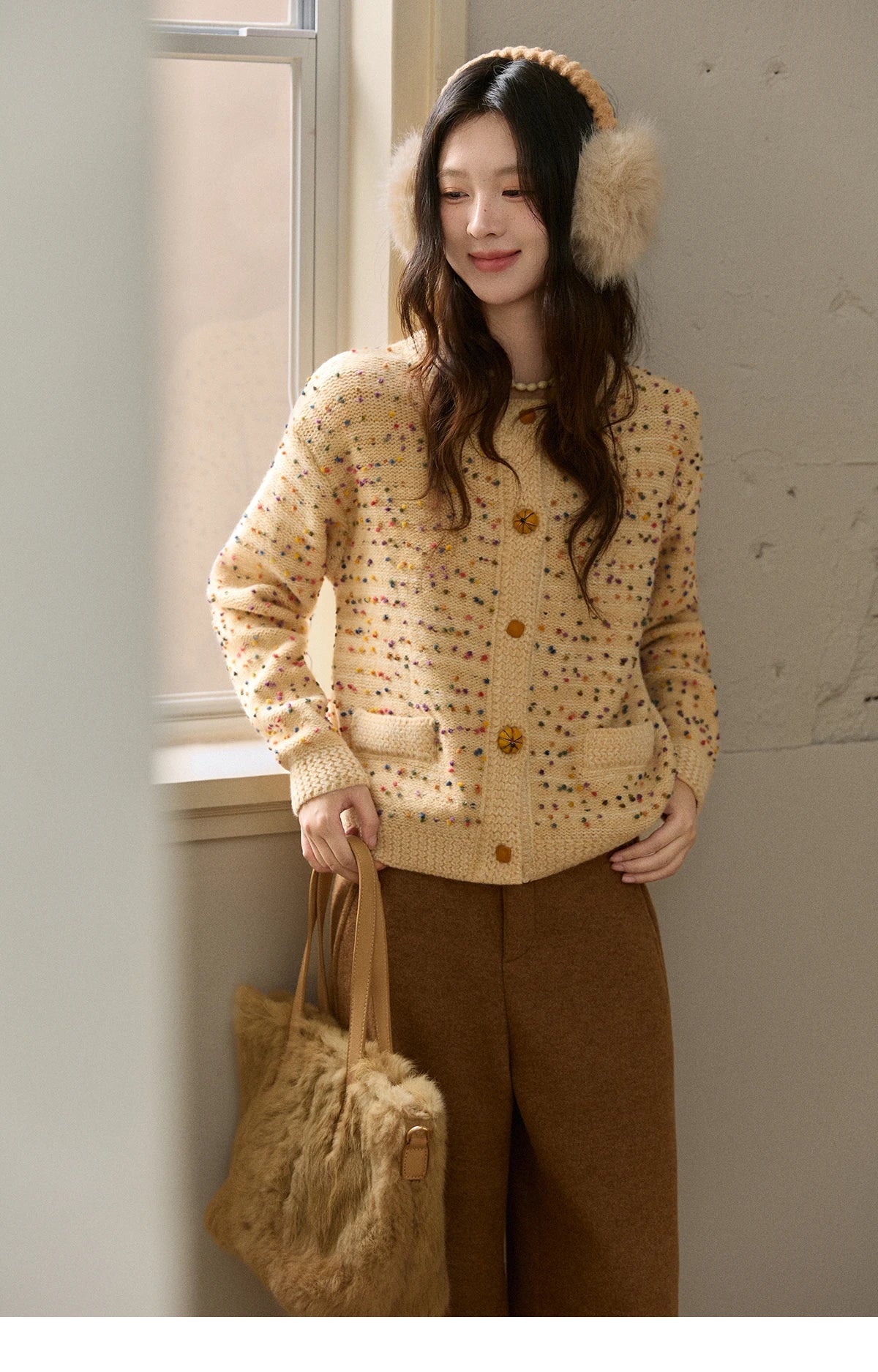 Mishow Colorful Yellow Arctic Fleece Cardigan MXE91Z2778
