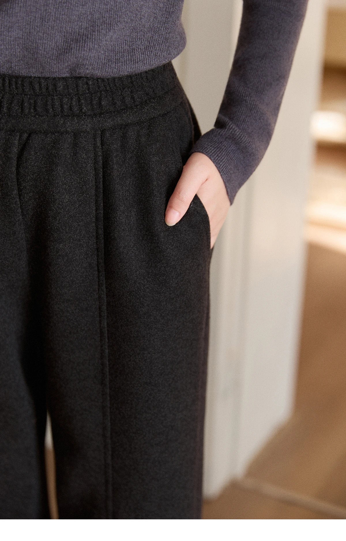 MISHOW High Waist Wide Leg Pants Fleece Warm Knit MXE92K1127