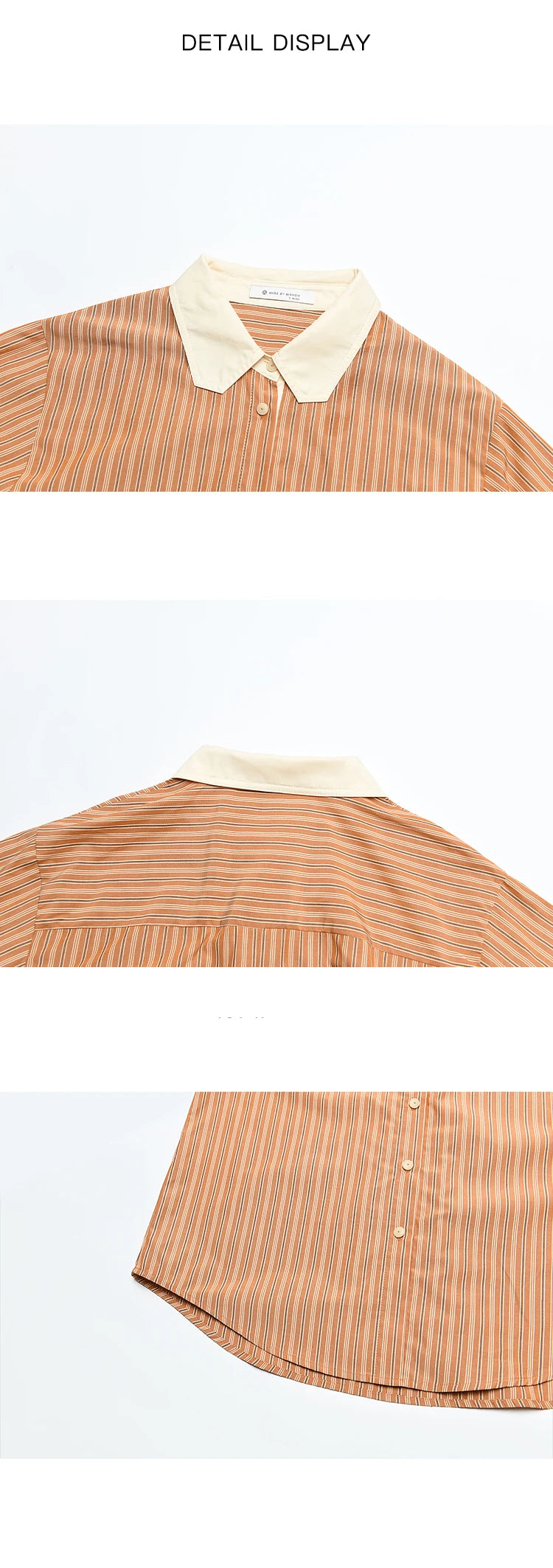 MISHOW Loose Striped Shirt Contrasting Lapel Patchwork MXD41C0286
