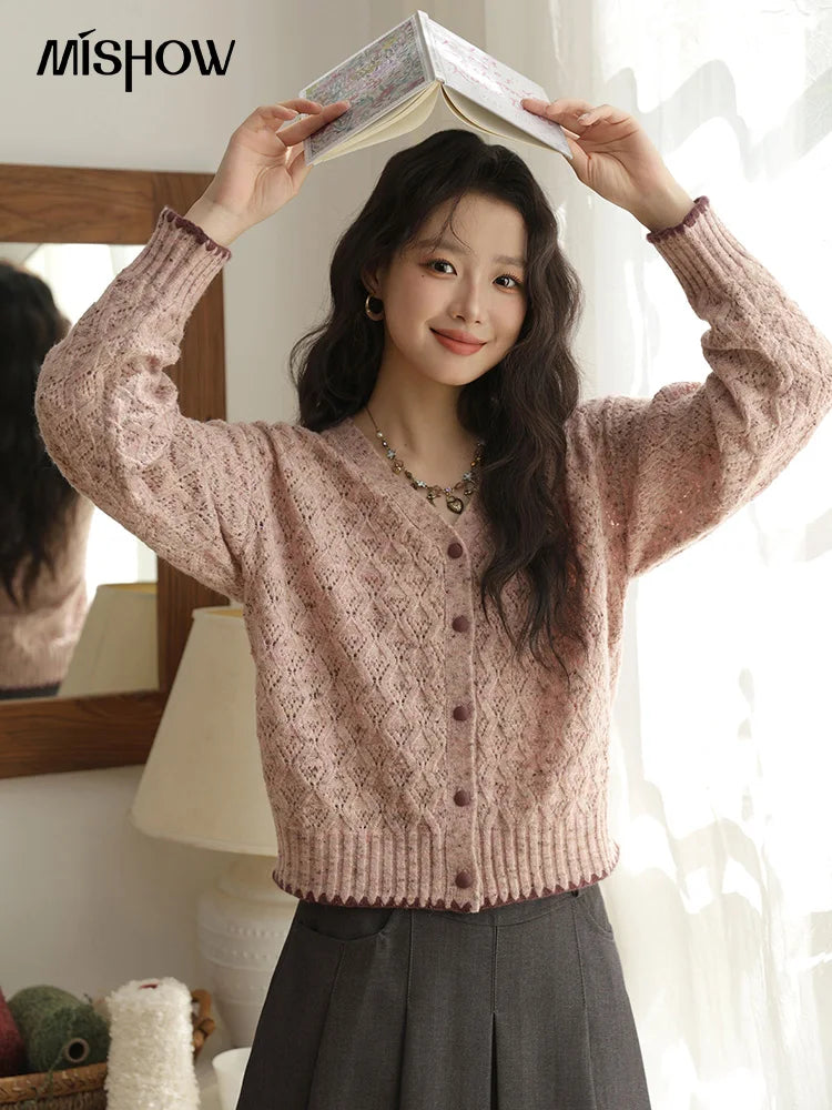 Mishow Colorful Dot Argyle Shell Embroidery Cardigan MXE44Z1364