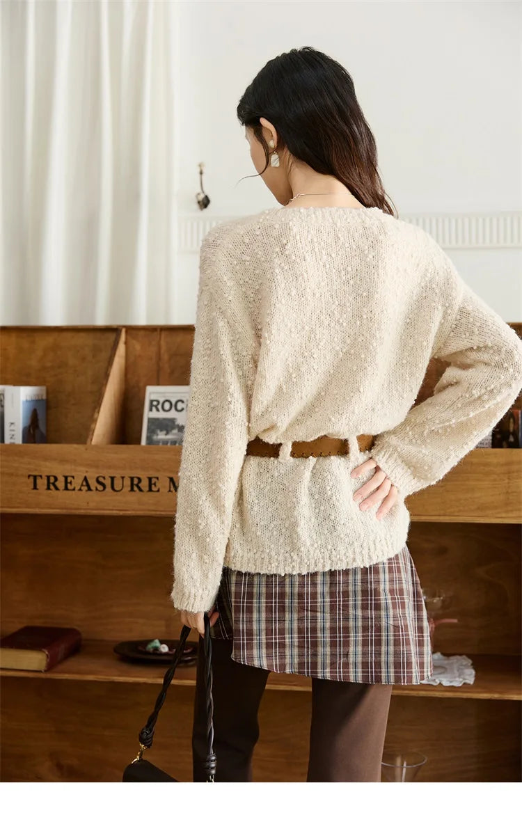 Mishow Belt Waist Drop Shoulder Wool Pullover MXE46Z2582