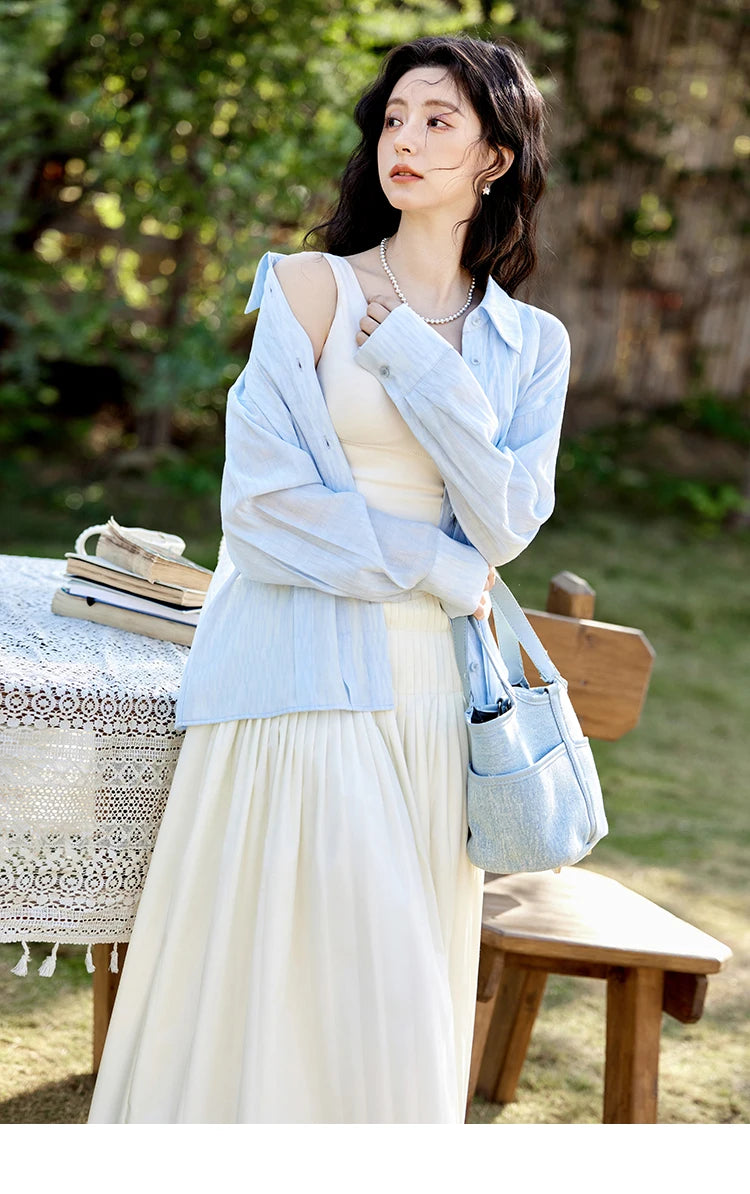 MISHOW Solid A-Line Slim Long Skirt High Waist Zipper MXE12B0663