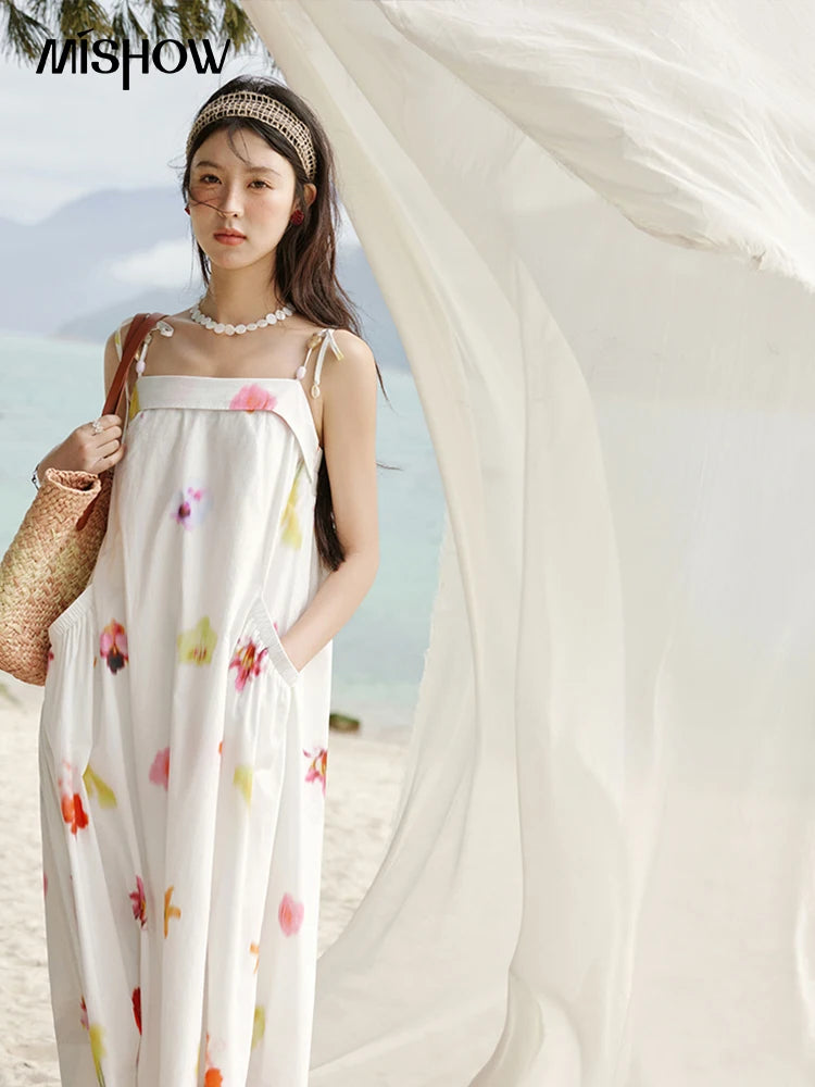 Mishow Korean Floral Shell Decoration Camisole Dress MXE32L2213