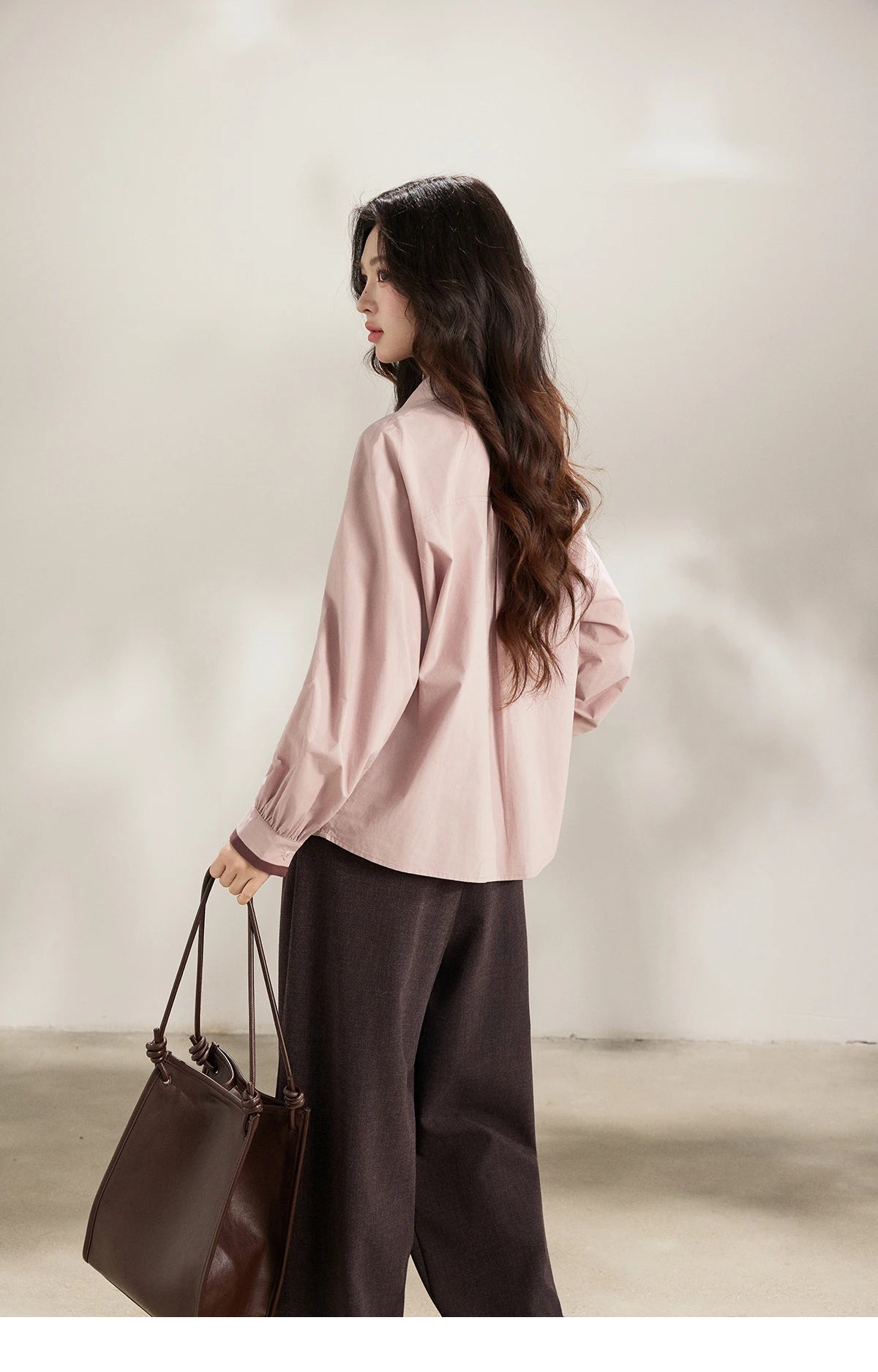 MISHOW French Cotton Contrast Shirt Polo Neck Asymmetrical MXF13C2435