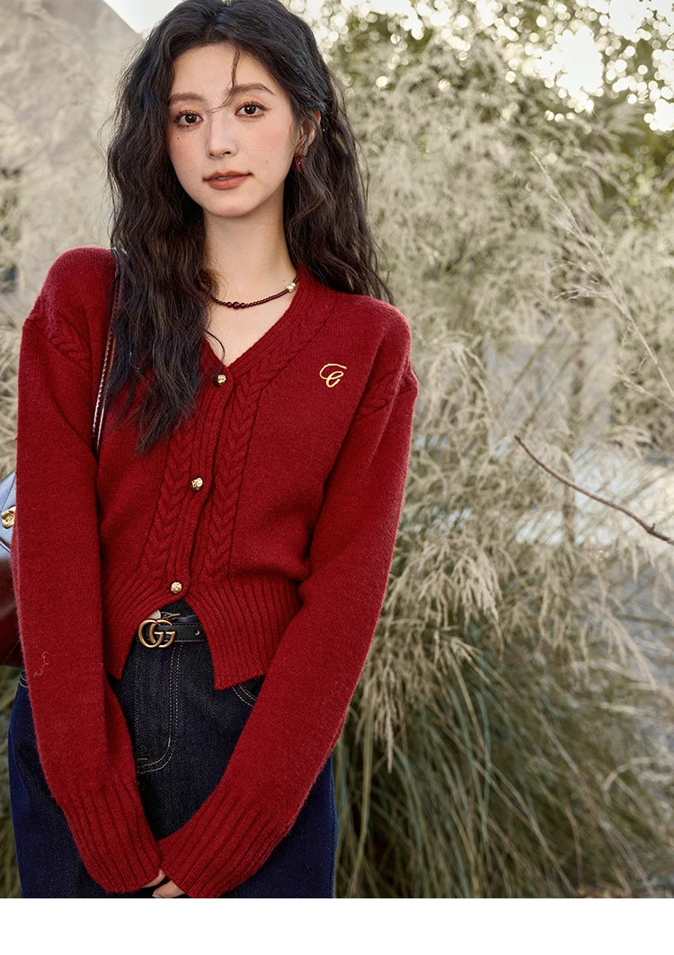 Mishow Elegant V-Neck Vintage Short Cardigan MXD48Z0848