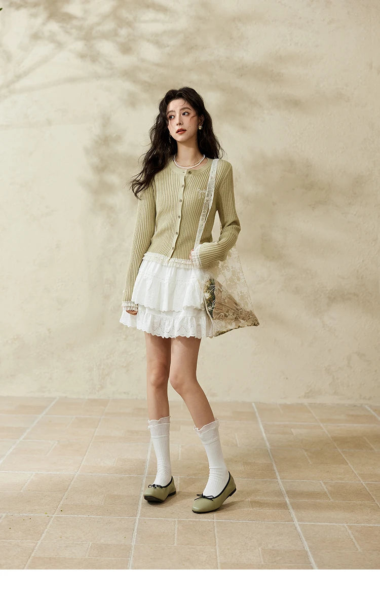 Mishow Macaron Hollow Hook Flower Lace Top MXE16Z1211