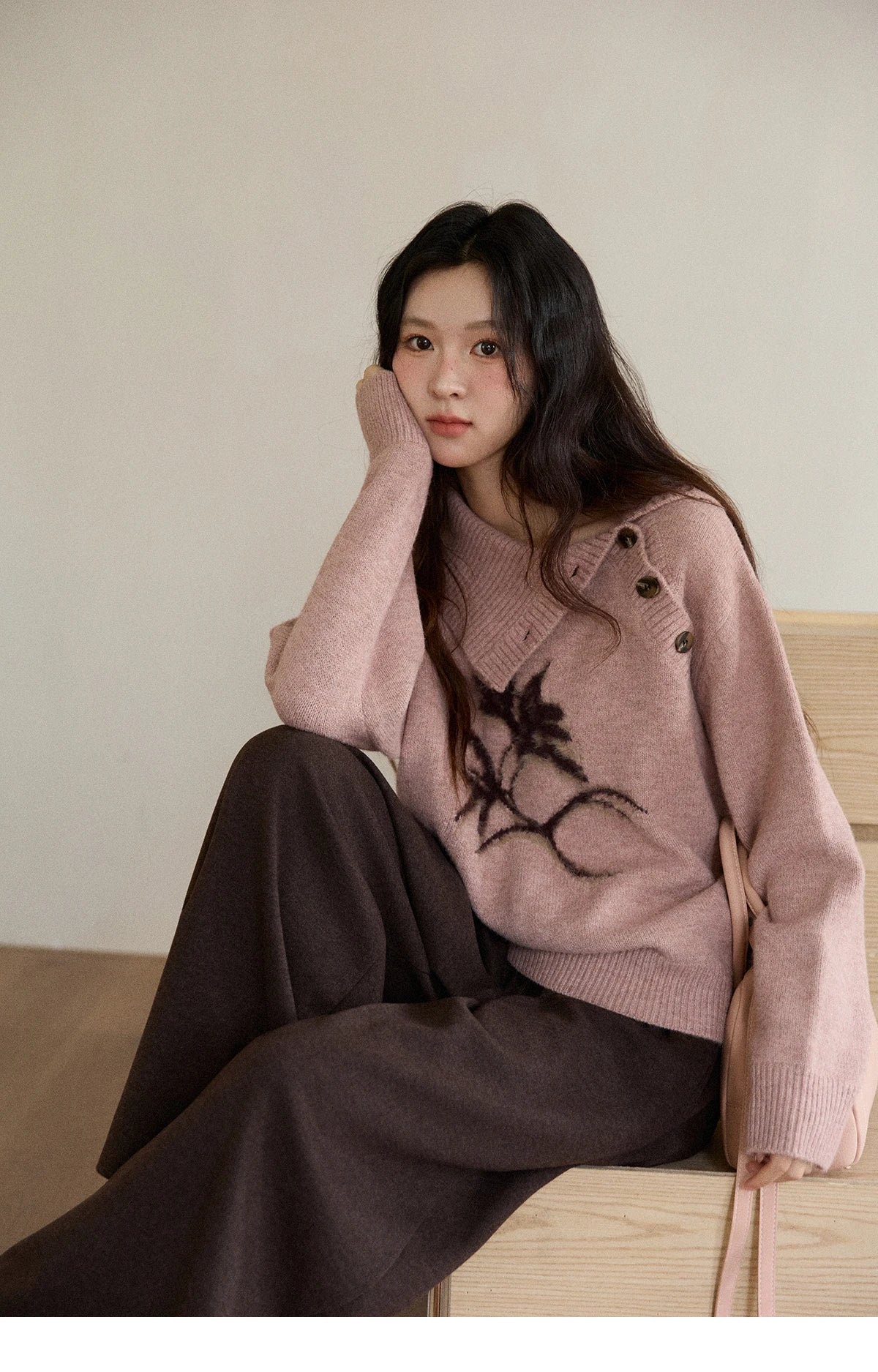 Mishow Plant Jacquard Turtleneck Pullover MXE86Z2658