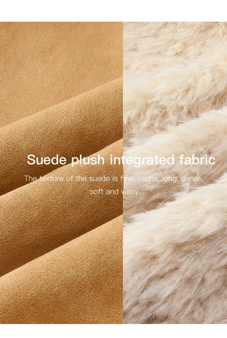 MISHOW Suede Lambskin Fleece Coat Double Breasted Windproof MXE86W0907
