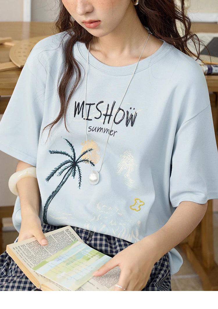 Mishow Coconut Tree Print Holiday Tee MXE31T0516