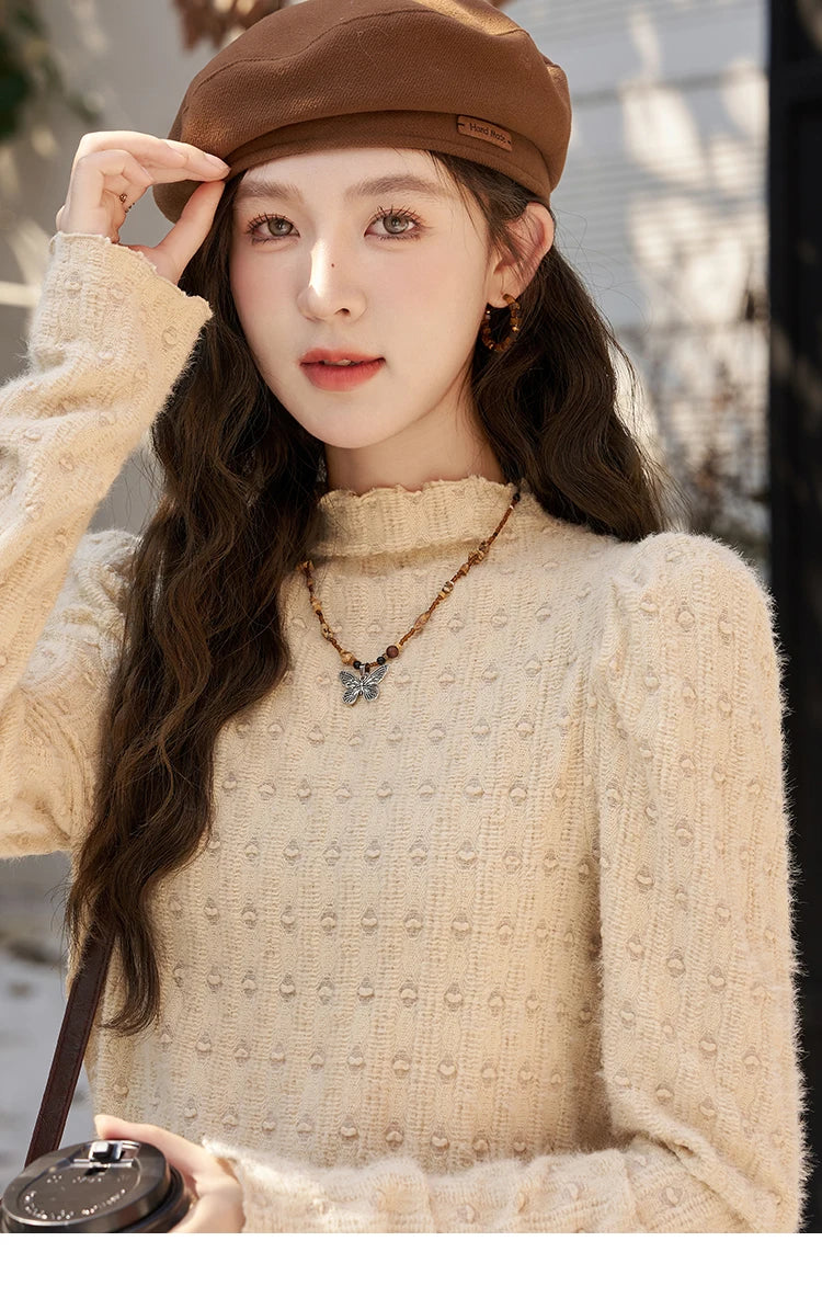 Mishow Lace Mock Neck Bottoming Shirt MXC58Z0481