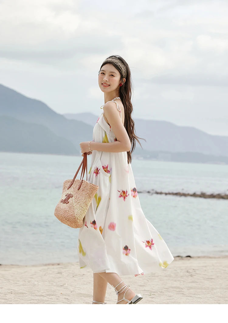 Mishow Korean Floral Shell Decoration Camisole Dress MXE32L2213