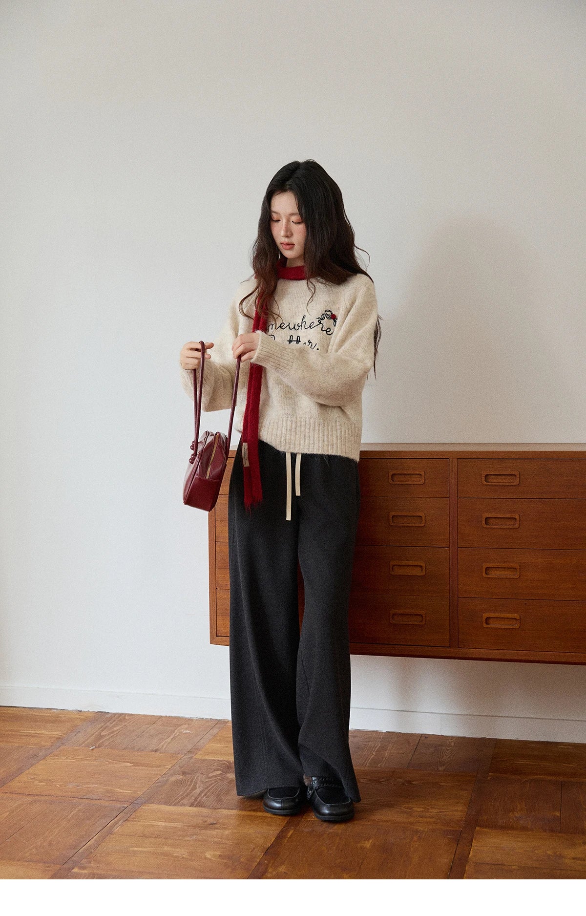 MISHOW Wide-Leg Pants High Waist Straight Lace-Up Loose MXE89K1100