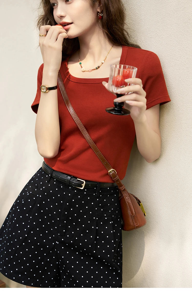 Mishow Square Neck Solid Tee MXC12T0641
