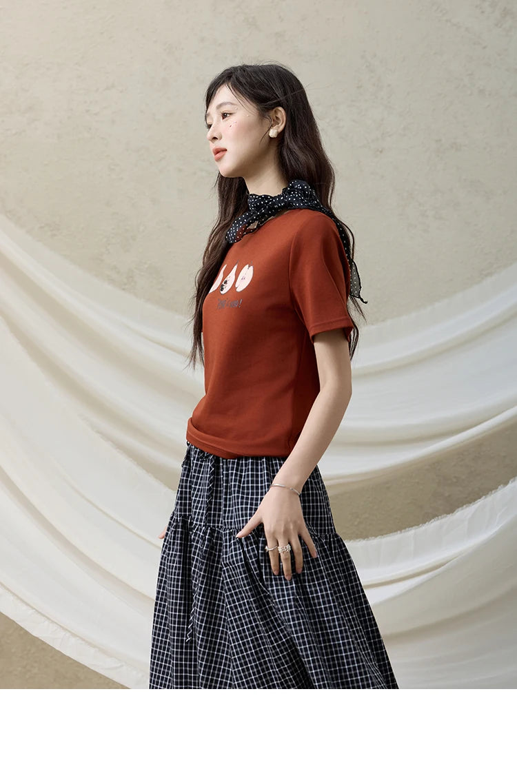 Mishow Cartoon Print Slim Office Tee MXE33T0500
