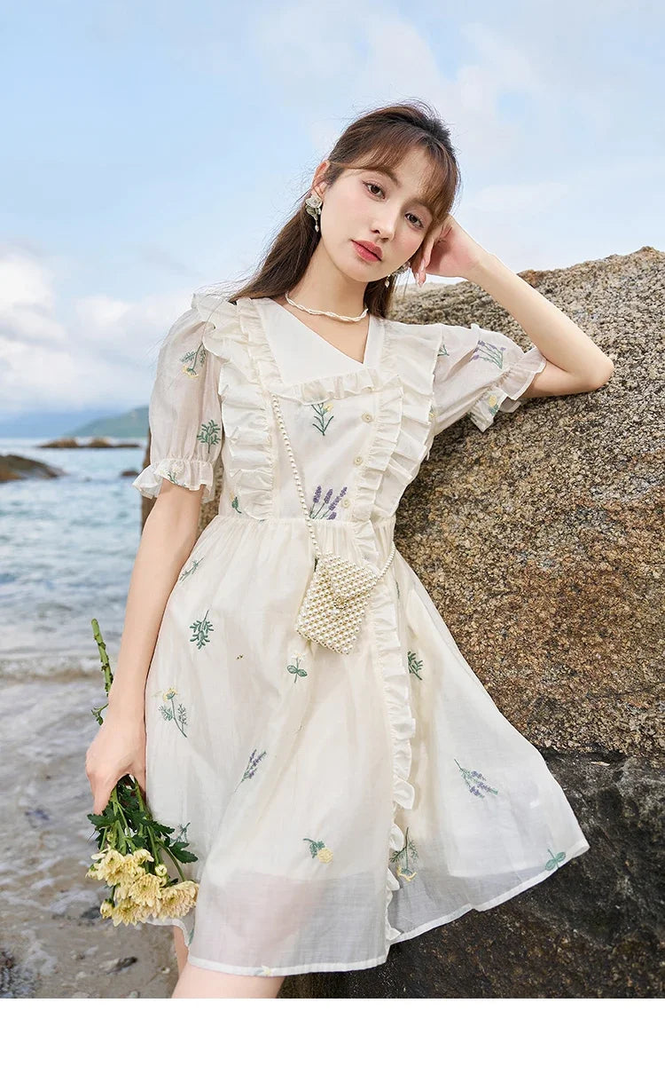 Mishow Fairycore Floral Flare Sleeve Ruffled Dress MXC38L1518