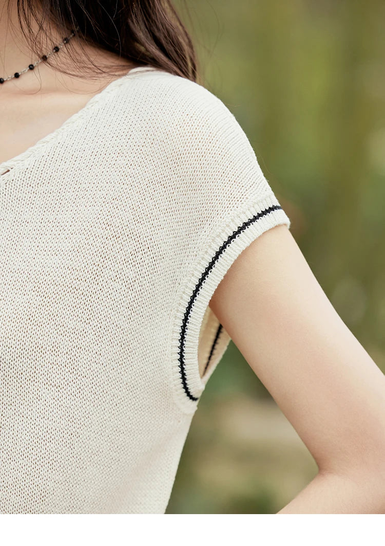 Mishow Office Lady V-Neck Bead Design Pullover MXE33Z1227