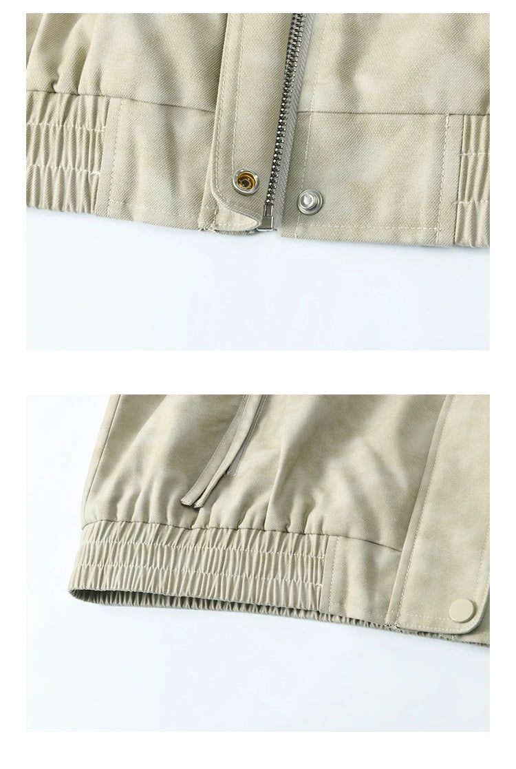 MISHOW Minimalist Short Jacket Lapel Zipper Elastic Hem MXE13W0715