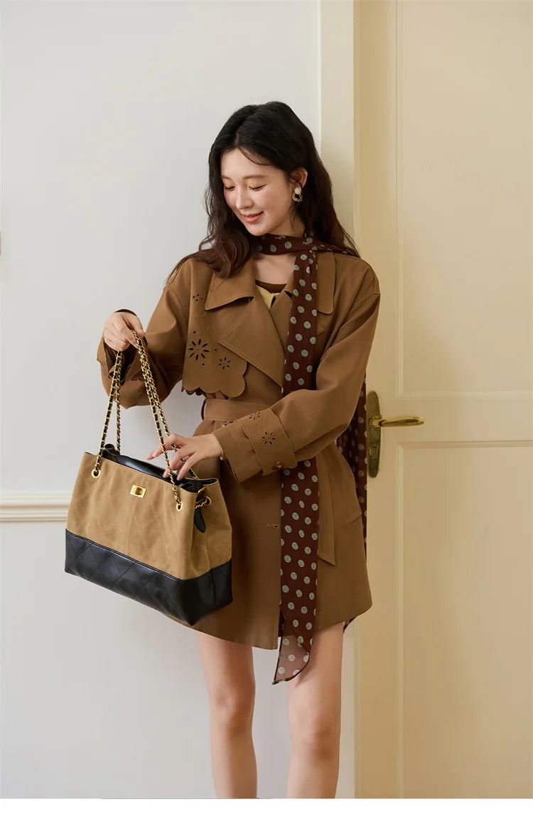 Mishow Hollow Flower Double Breasted Trench Coat MXE46W0838