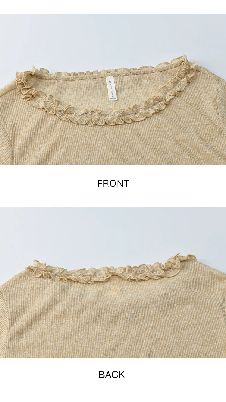 Mishow Apricot Ramie Knit Bohemian Belt Top MXE42Z1324