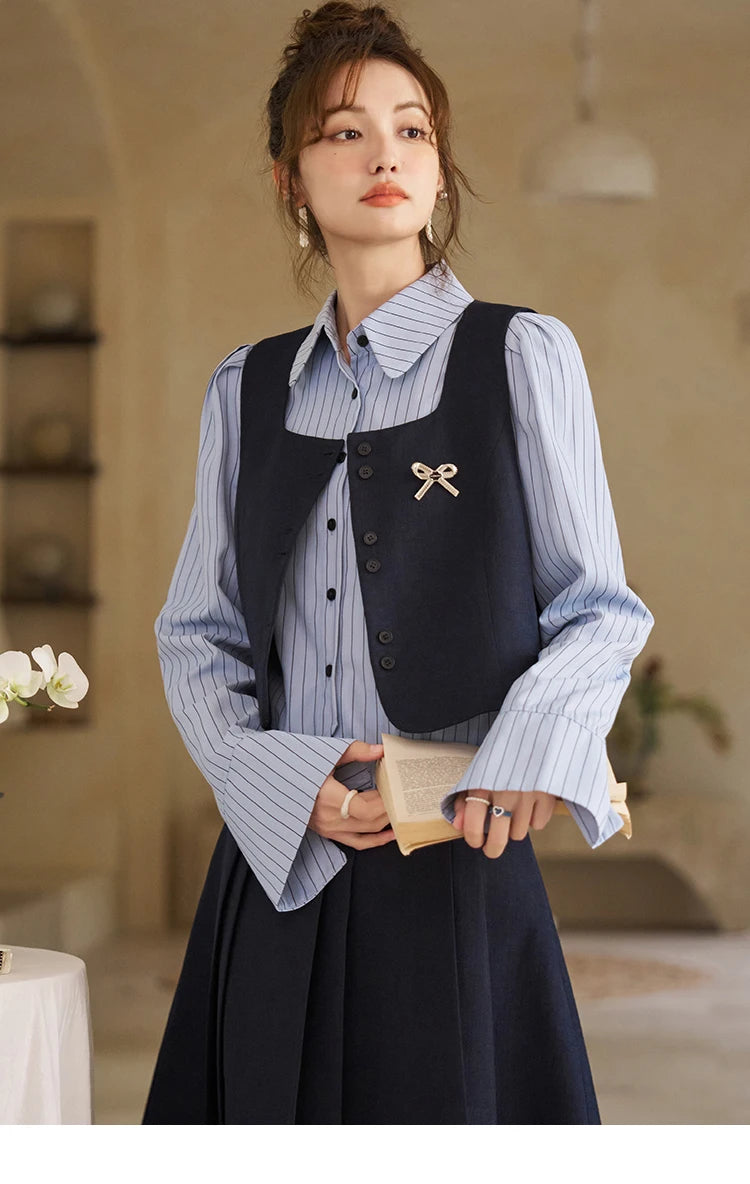 Mishow French Bow Square Neck Vest Coat MXD12W0294