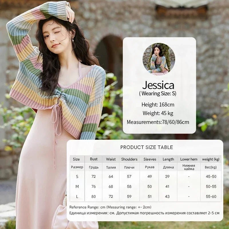 Mishow Colorful Striped Sweater Slim Knit Dress MXE11L2086