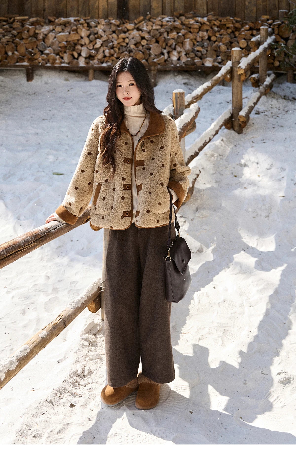 Mishow Brown Reversible Shearling Coat MXE93W1012