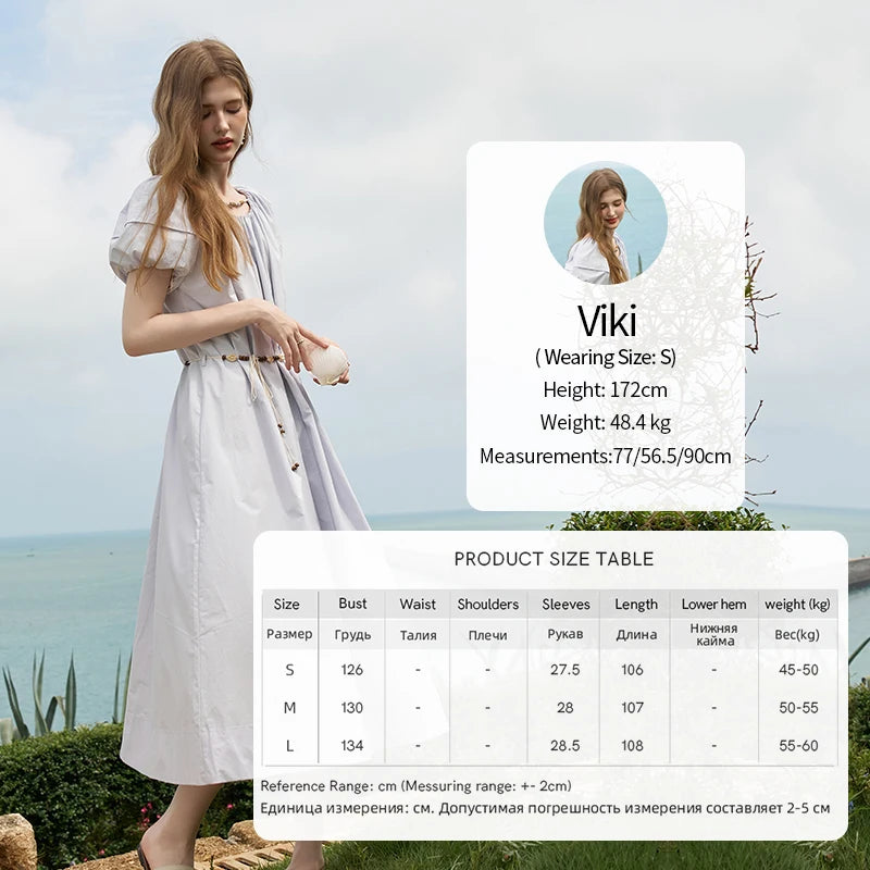 MISHOW 100% Cotton Bohemian Bubble Sleeve Dress MXD26L1940