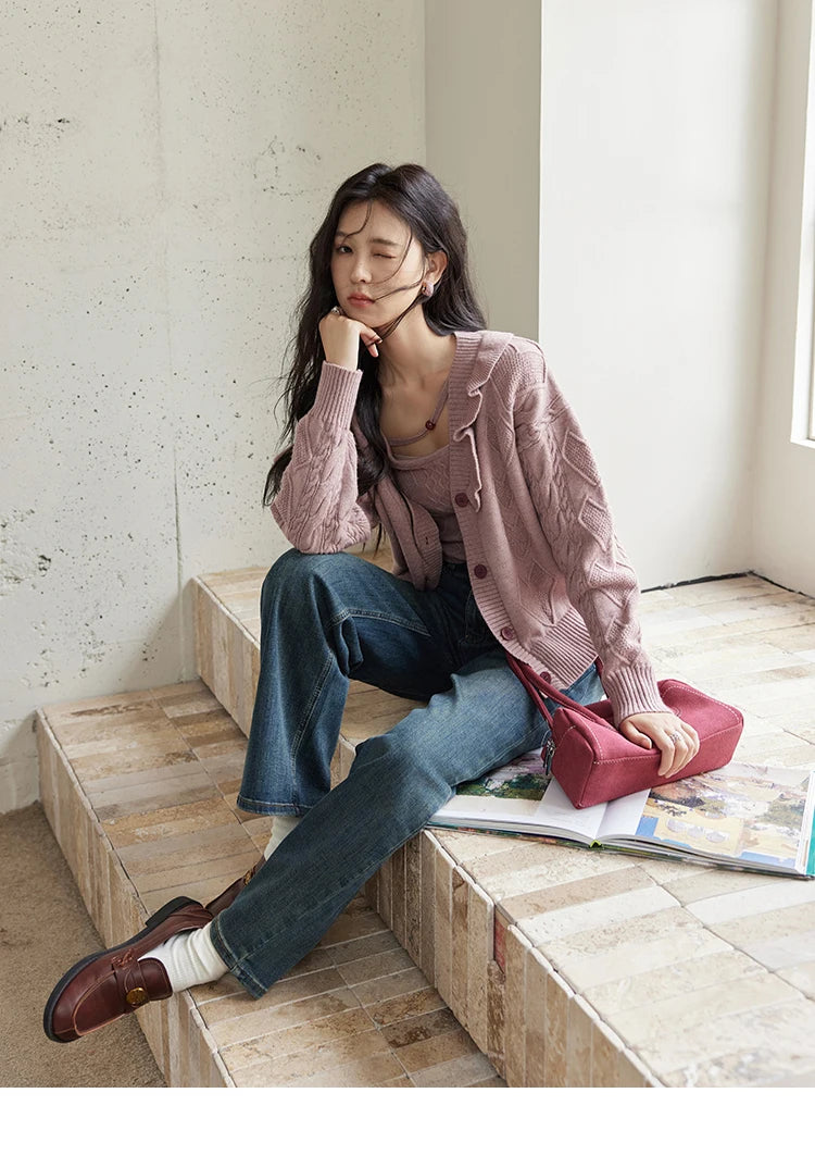 Mishow Pink Asymmetric Flounce Knit Vest Set MXD45Z0781
