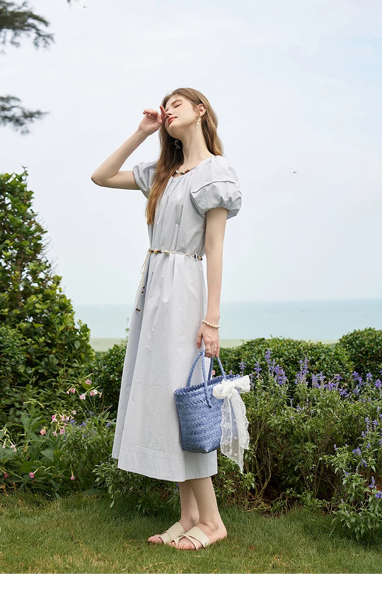 MISHOW 100% Cotton Bohemian Bubble Sleeve Dress MXD26L1940