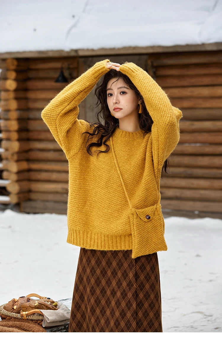 Mishow Oversized Sweater with Matching Bag MXD57Z1083