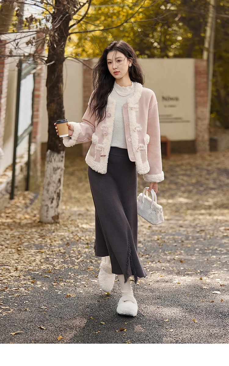MISHOW Double Face Fur Coat Suede Splicing Fleece Warm MXD55W0646
